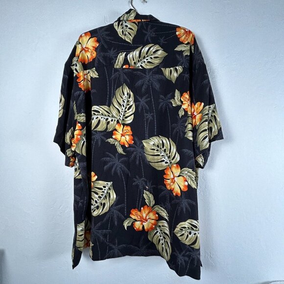 Koko Island Palm Trees Floral Hawaiian Shirt Large Black Button Up Short Sleeve - Picture 2 of 6